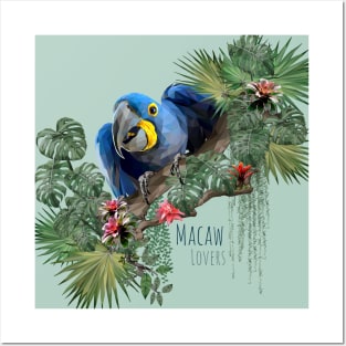 Low polygon illustration Amazon rain forest macaw bird. Posters and Art